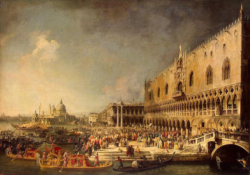 Giovanni Antonio Canal Empfang eines franzosischen Gesandten in Venedig oil painting image